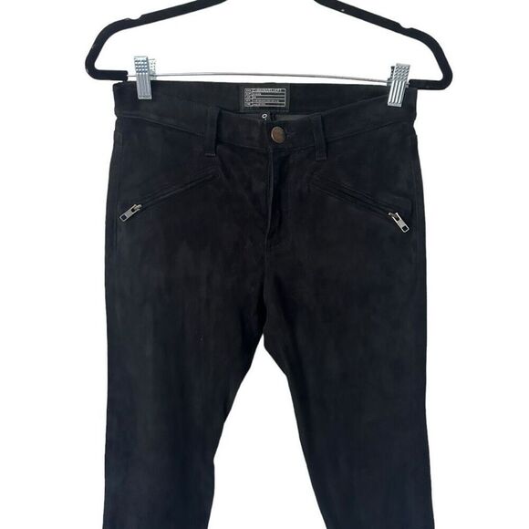 Current/Elliot Womens Black Suede Leather Pants Size 27 Classic Retro Y2K - Picture 2 of 7